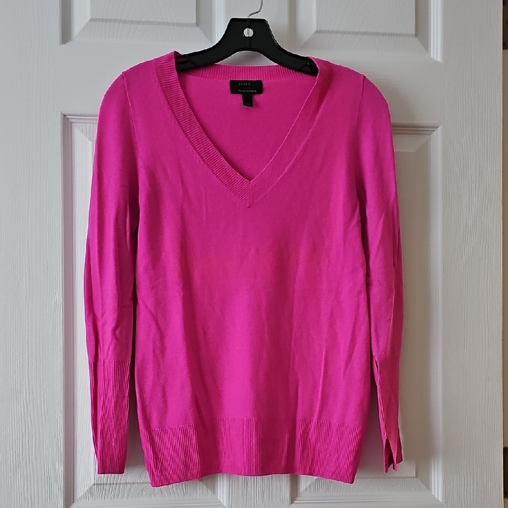 J Crew Cashmere Pink V-Neck Sweater